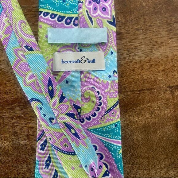 Vintage Allea spring pastel silk neck tie extra long - Picture 4 of 5